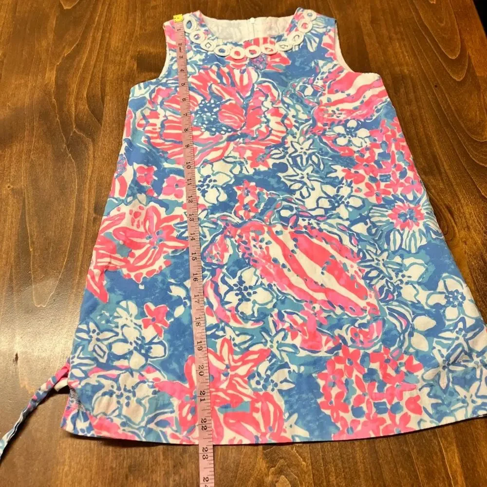 Lilly Pulitzer Girls Dress Tropical Bay Blue Pop Pop Glow Shift Dress Size 6